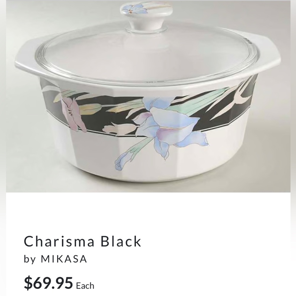 2.25 Qt Round Covered Casserole Charisma Black Mikasa fire and ice w lid  AA004 - Picture 11 of 12